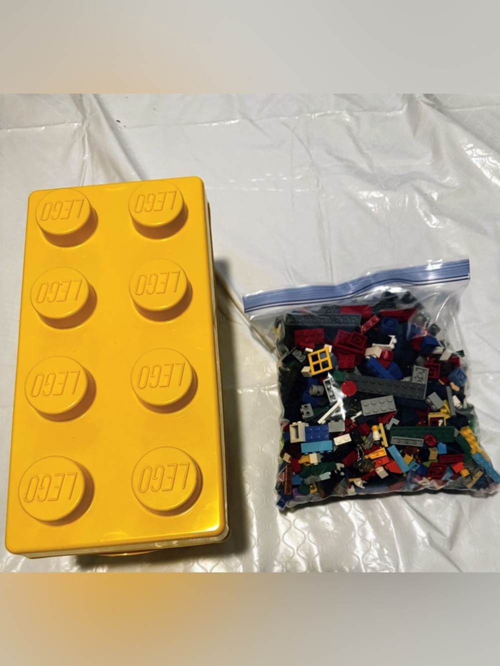 Lego Yellow Storage Brick with Mixed Color Bricks
